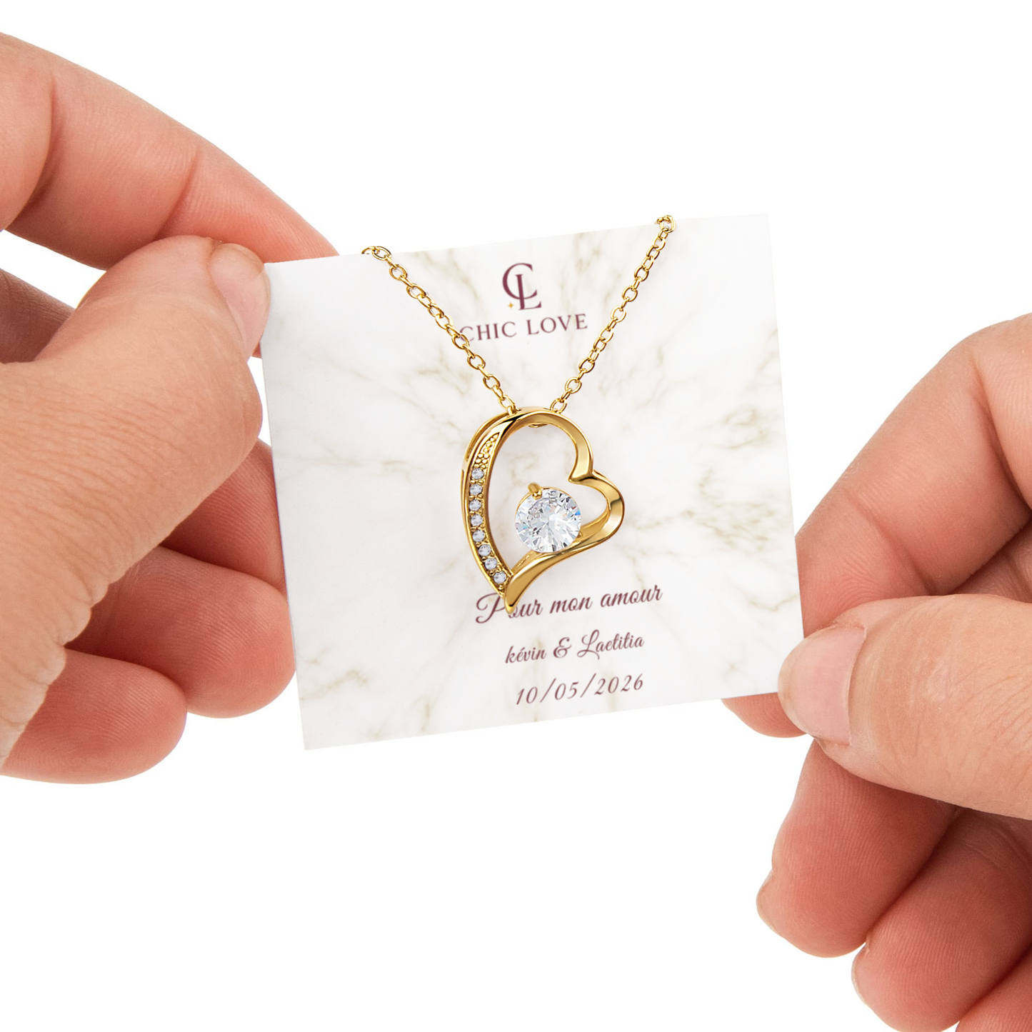 Coffret Rose Rotatif – Collier Amour Éternel personnalisé