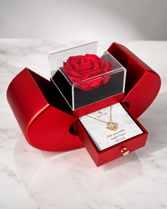 Everlasting Rose & Personalized Necklace Deluxe Set