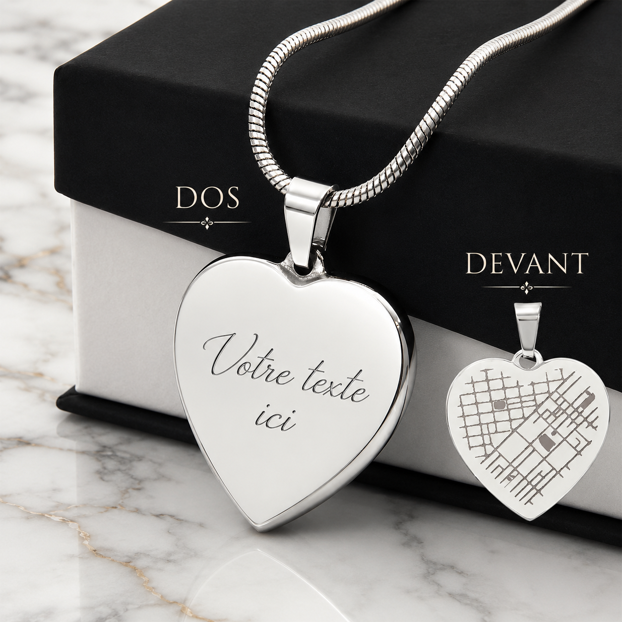 Heart Pendant Necklace — Our Story Engraved Map