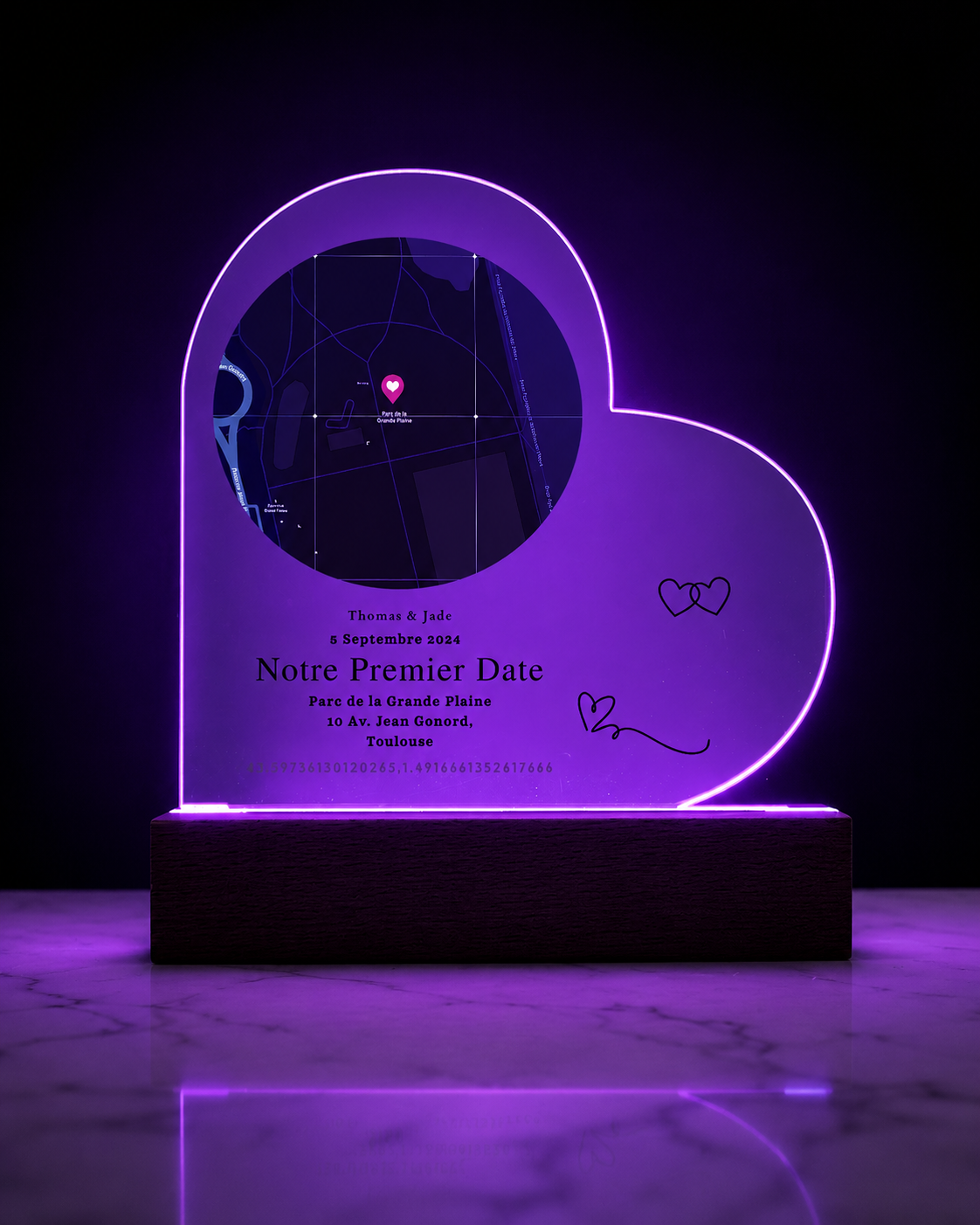 Premium Heart Acrylic Plaque - First Date