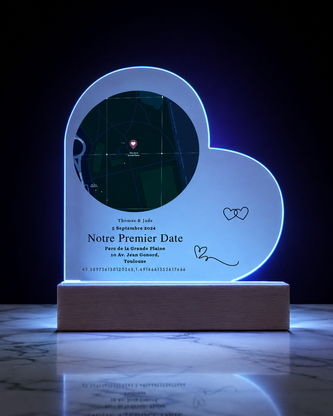Premium Heart Acrylic Plaque - First Date
