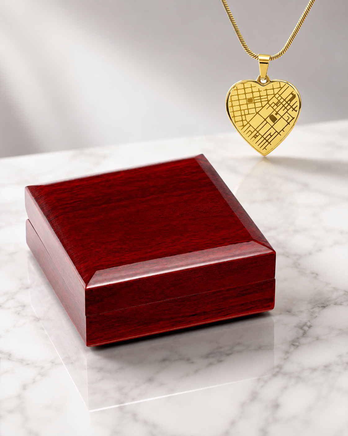 Heart Pendant Necklace — Our Story Engraved Map