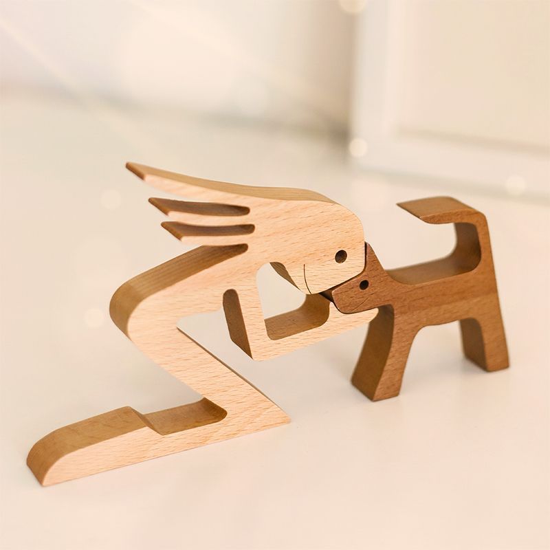 Cross-border New Products Personalized Combination Pet Wood Carving Ornaments Crafts Nordic Office Creative Crafts Puppy
