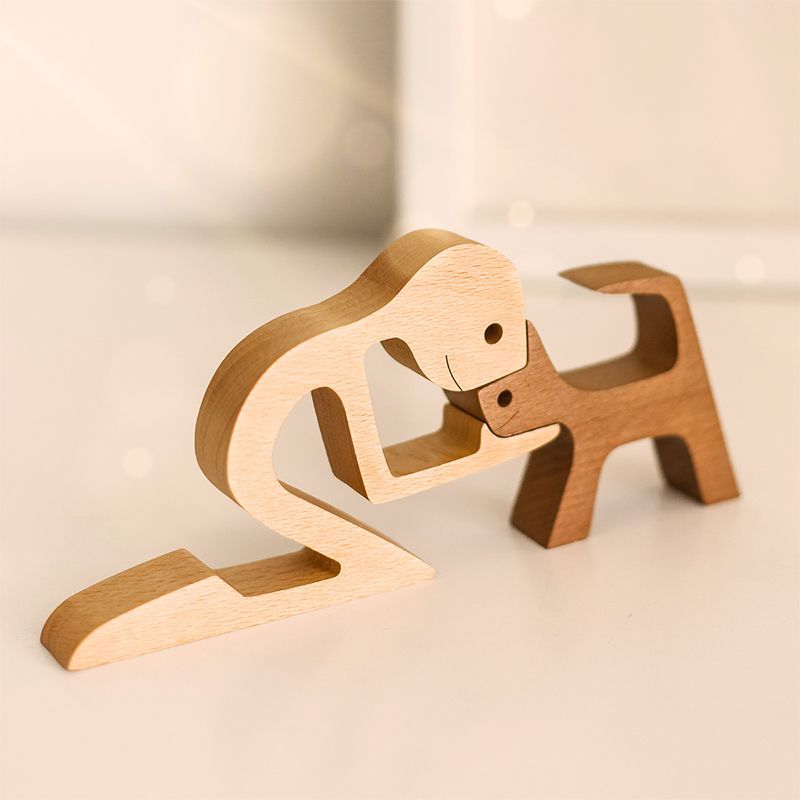 Cross-border New Products Personalized Combination Pet Wood Carving Ornaments Crafts Nordic Office Creative Crafts Puppy