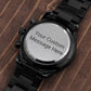 Black Chronograph Watch - custom back engraving