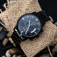 Black Chronograph Watch - custom back engraving