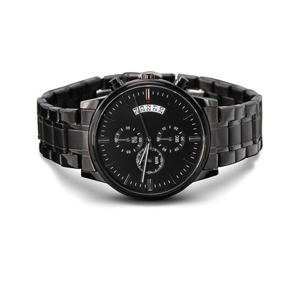 Black Chronograph Watch - custom back engraving