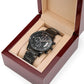 Black Chronograph Watch - custom back engraving