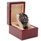 Black Chronograph Watch - custom back engraving