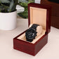 Black Chronograph Watch - custom back engraving