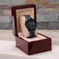 Black Chronograph Watch - custom back engraving