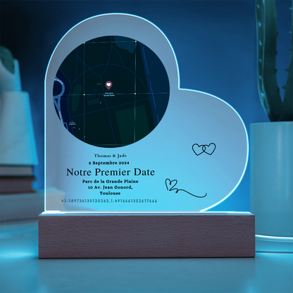 Premium Heart Acrylic Plaque - First Date