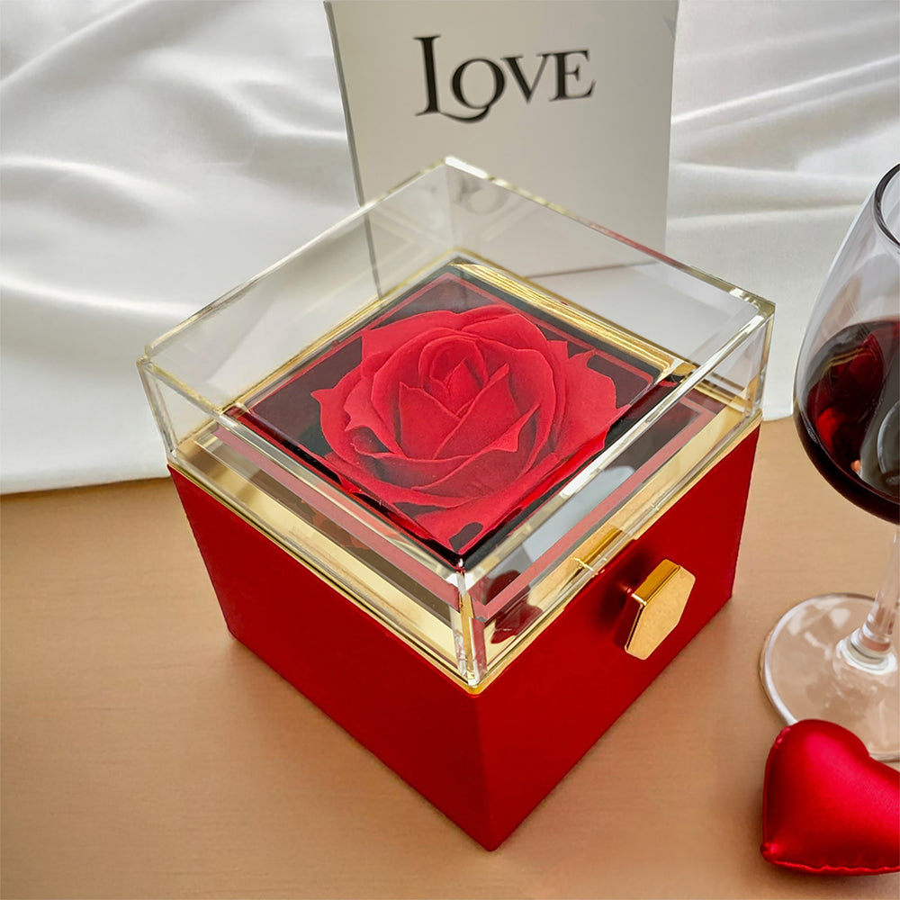 Coffret Rose Rotatif – Collier Amour Éternel personnalisé