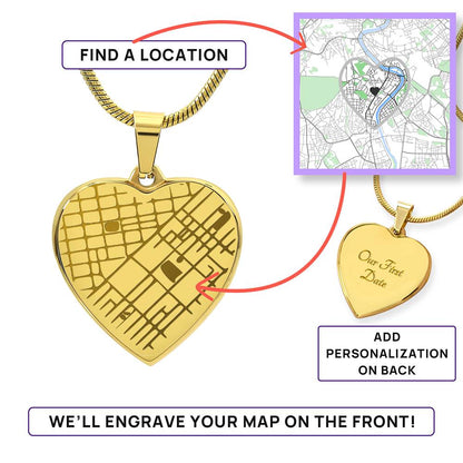Collier Pendentif Cœur — La Carte de Notre Histoire Gravée